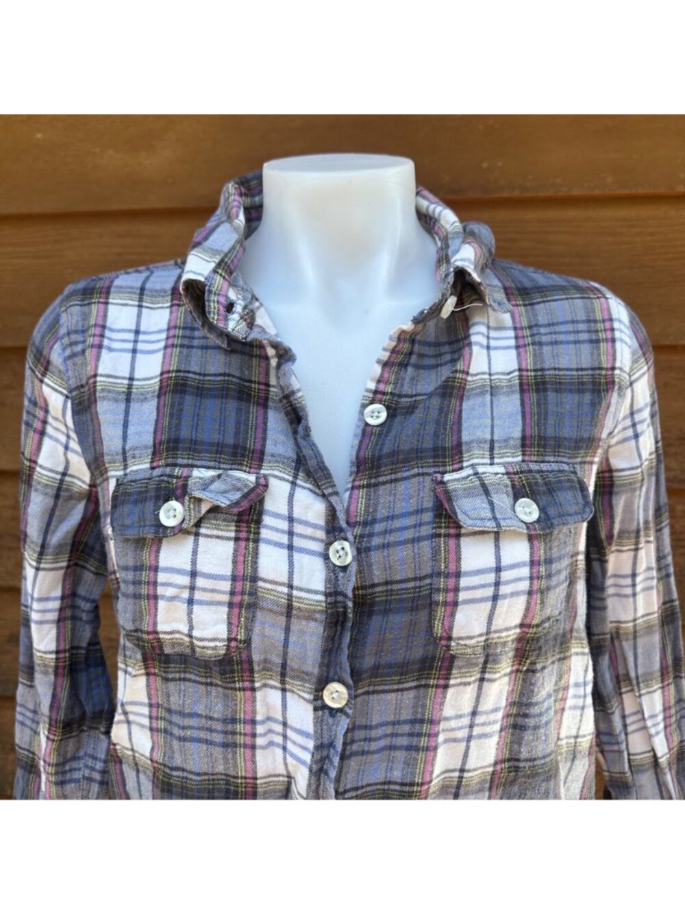 Roxy Y2K Plaid Print Button-Up Shirt Size L Long Sleeve Casual Top - Picture 5 of 10
